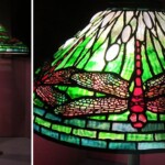 Tiffany lamp with dragonfly motif